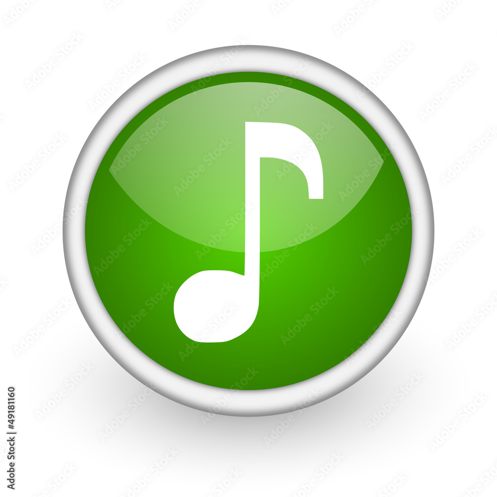 music green circle glossy web icon on white background music green circle glossy web icon on white background