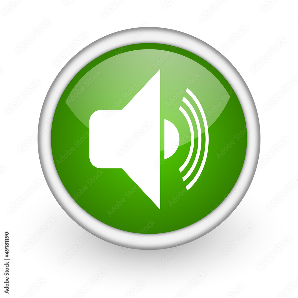 volume green circle glossy web icon on white background volume green circle glossy web icon on white background