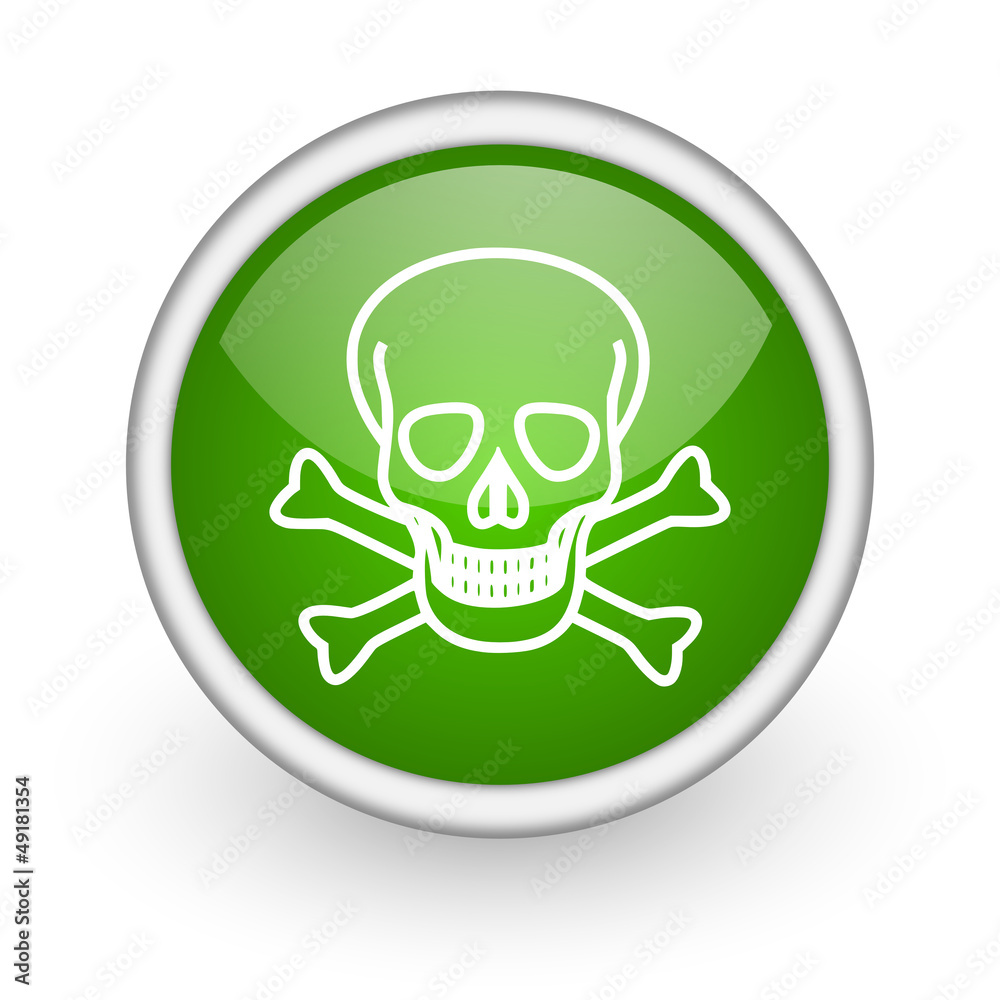 skull green circle glossy web icon on white background skull green circle glossy web icon on white background
