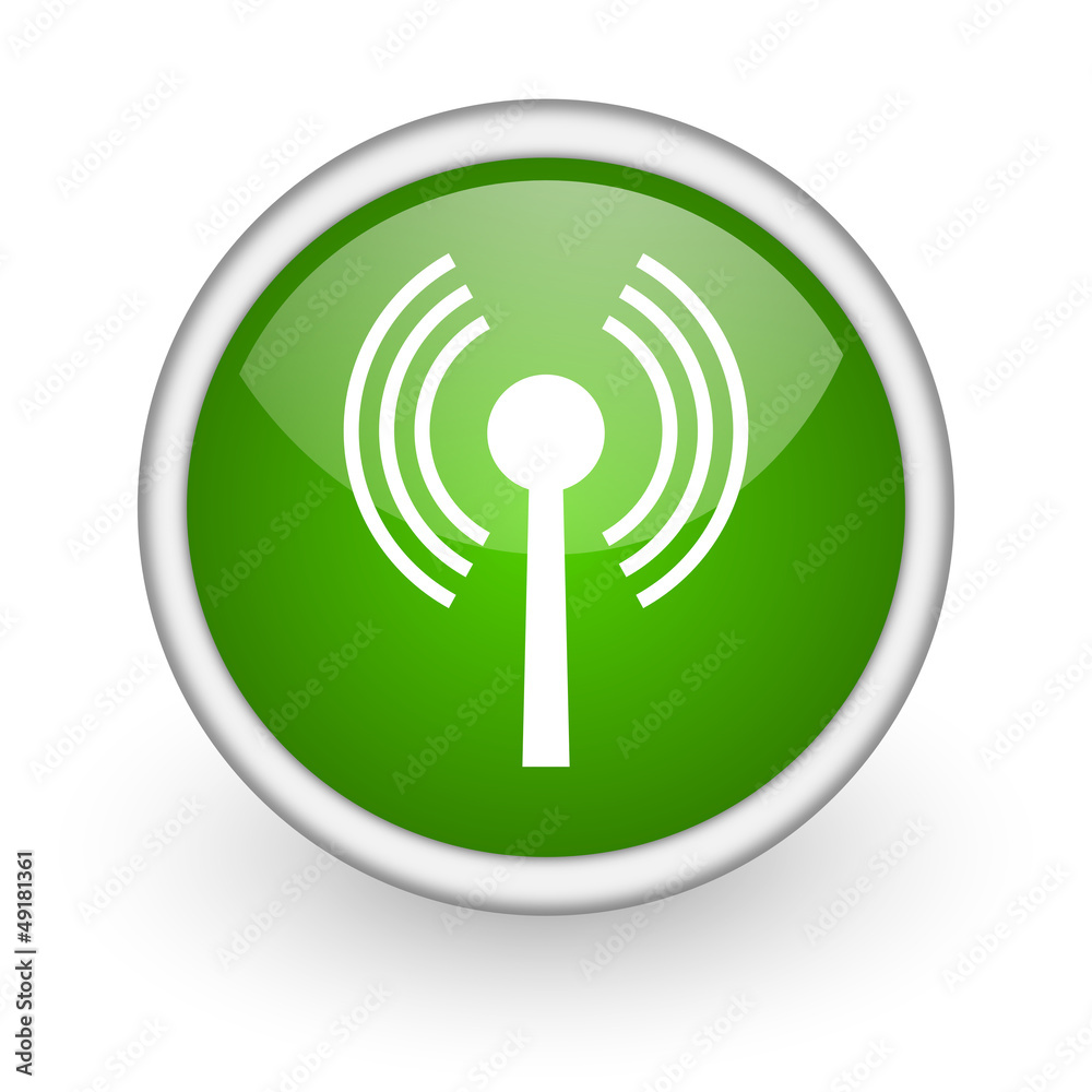 wifi green circle glossy web icon on white background wifi green circle glossy web icon on white background