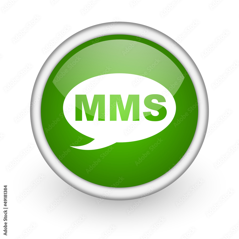 mms green circle glossy web icon on white background mms green circle glossy web icon on white background