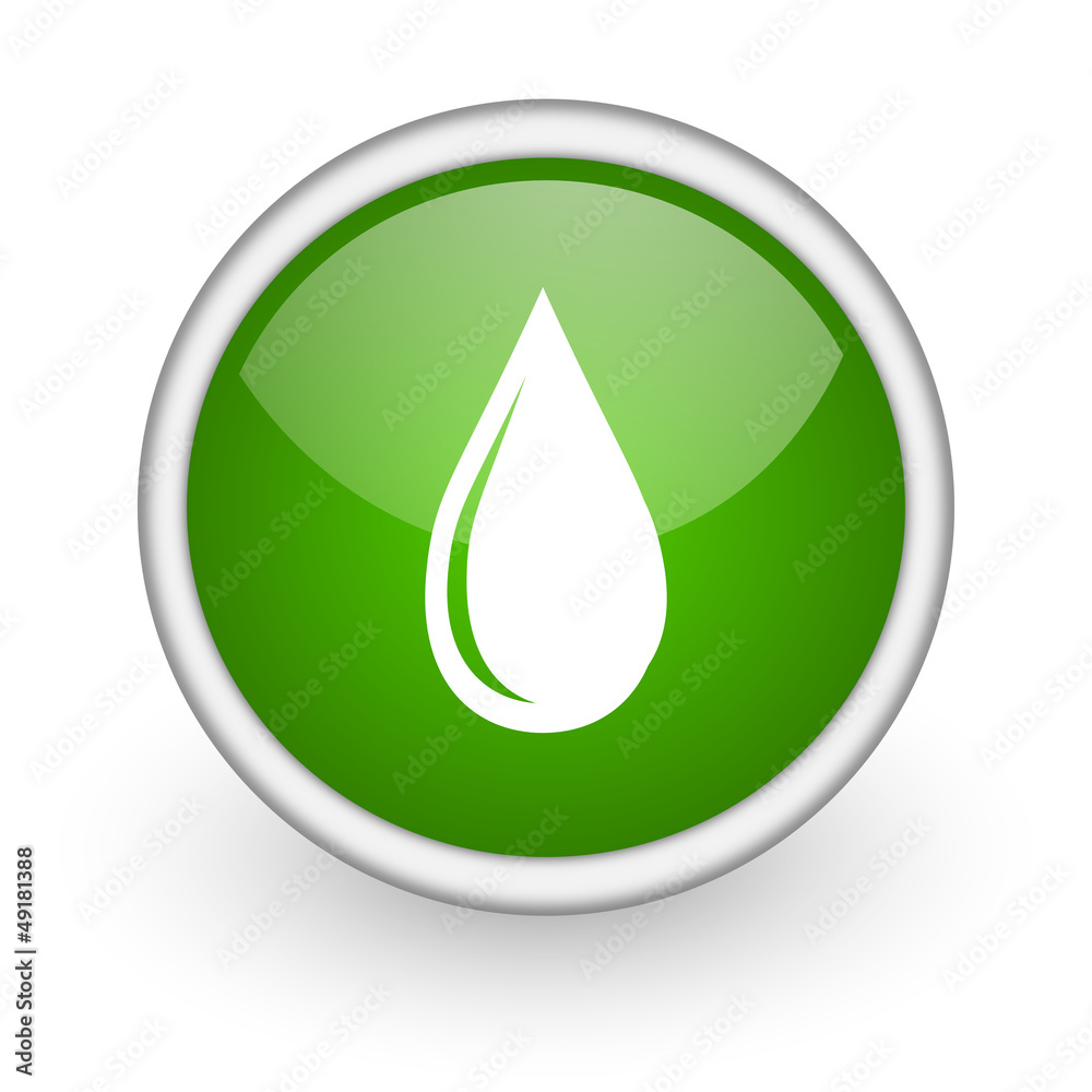 water drop green circle glossy web icon on white background water drop green circle glossy web icon on white background