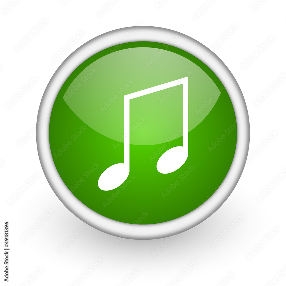 music green circle glossy web icon on white background music green circle glossy web icon on white background