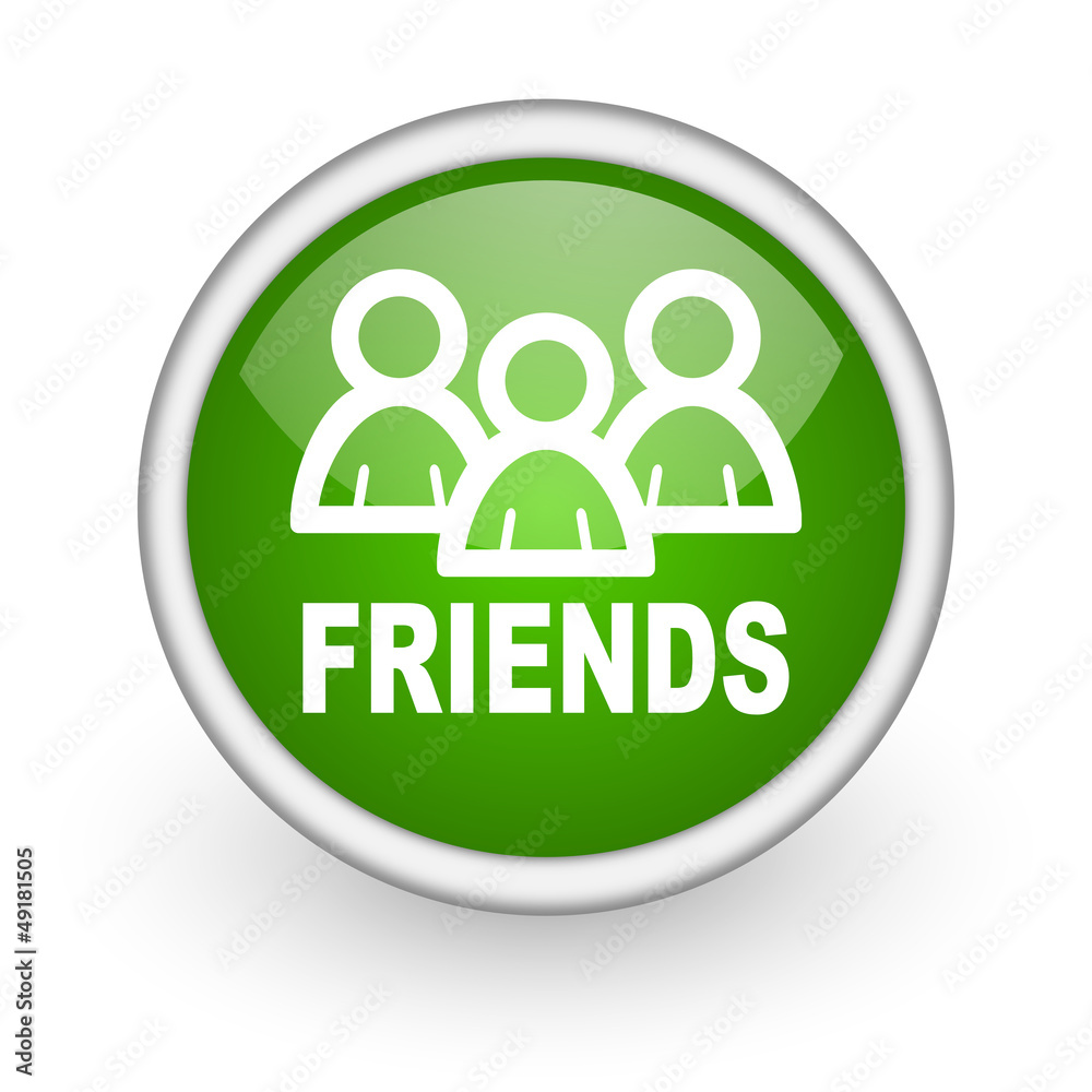 friends green circle glossy web icon on white background friends green circle glossy web icon on white background