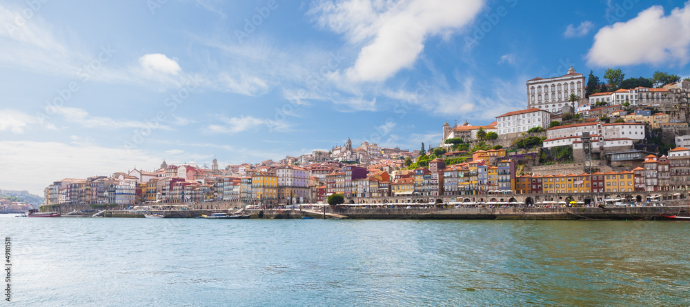 Panoramic of old Porto from Douro River, Portugal