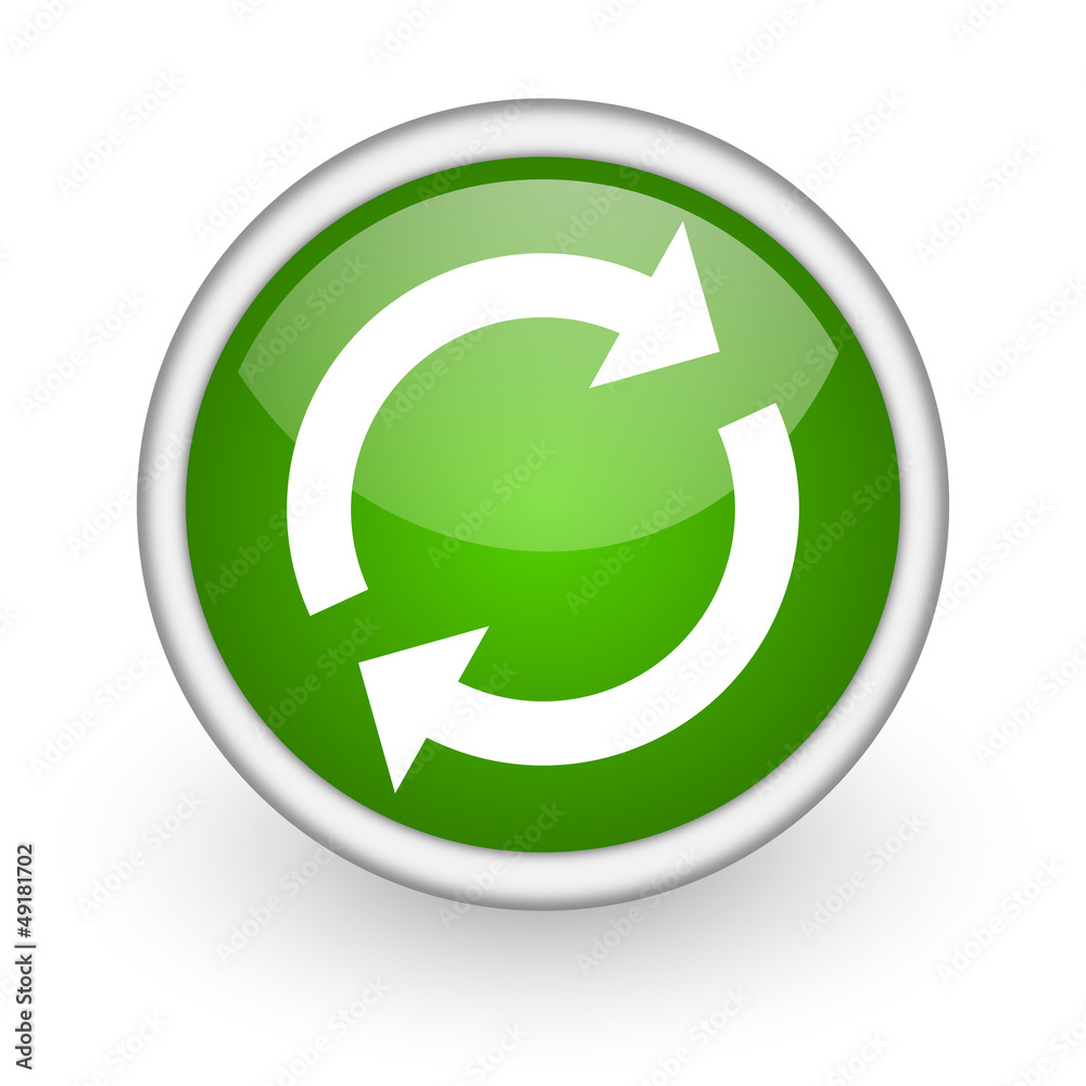 reload green circle glossy web icon on white background reload green circle glossy web icon on white background