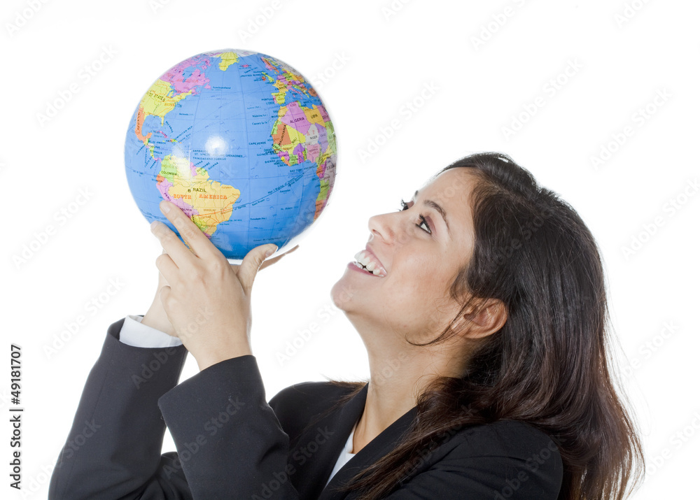 imaginative young woman dreaming about a clean planet imaginative young woman dreaming about a clean planet
