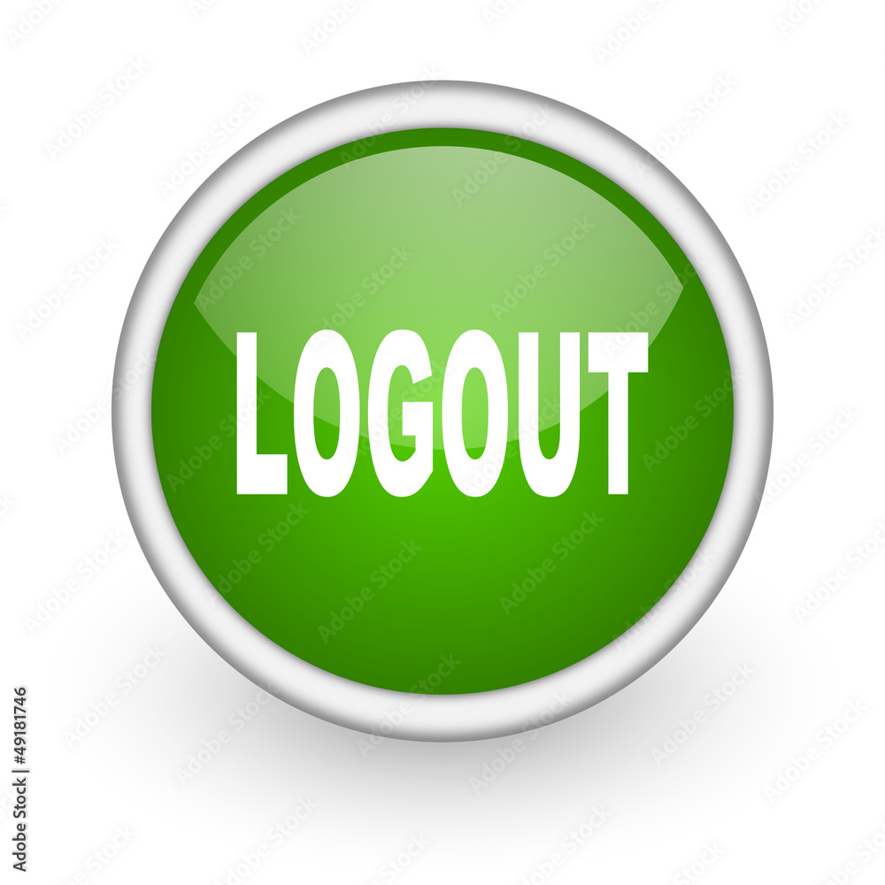 logout green circle glossy web icon on white background logout green circle glossy web icon on white background