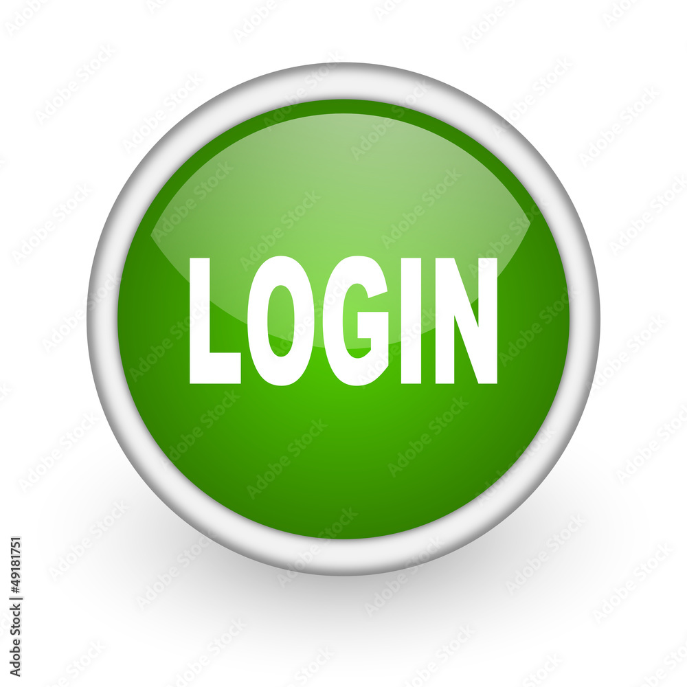 login green circle glossy web icon on white background login green circle glossy web icon on white background