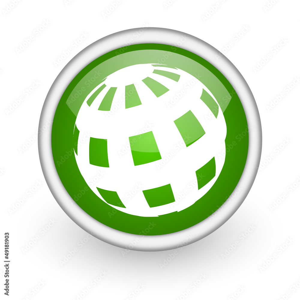 earth green circle glossy web icon on white background earth green circle glossy web icon on white background
