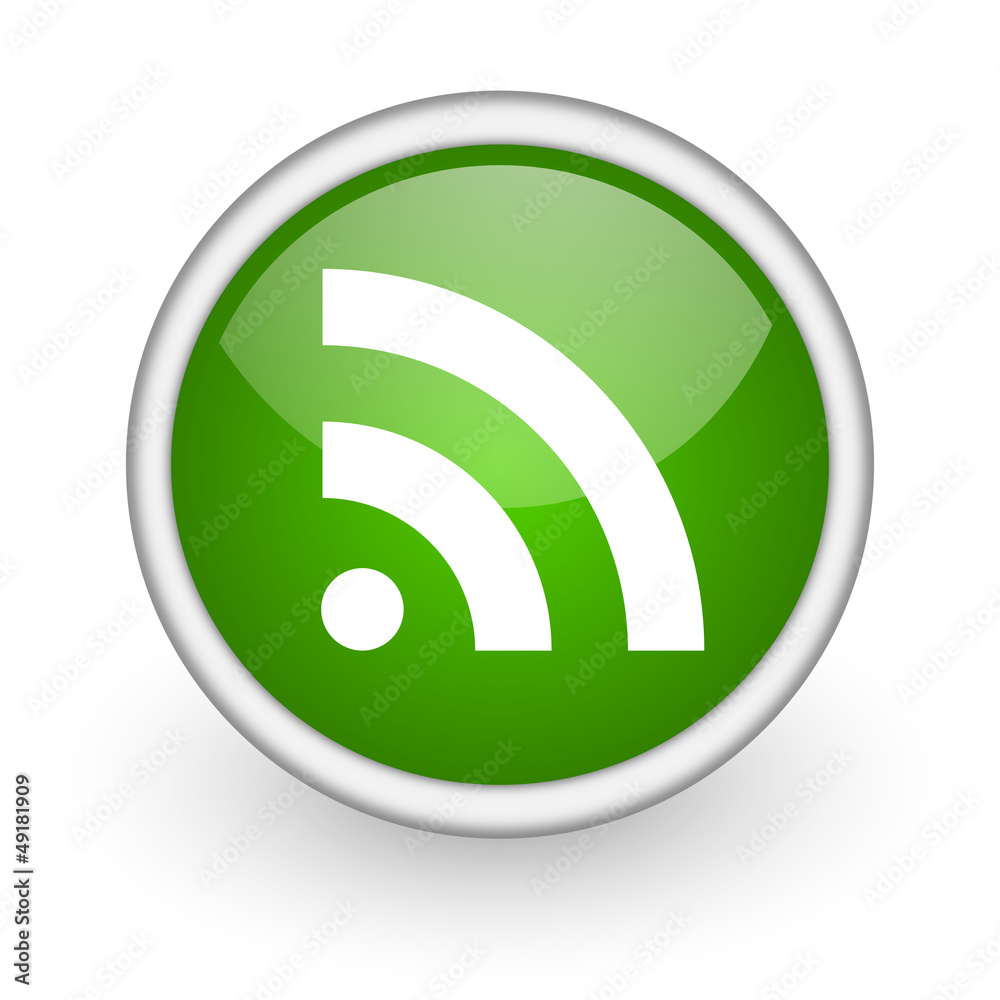 rss green circle glossy web icon on white background rss green circle glossy web icon on white background