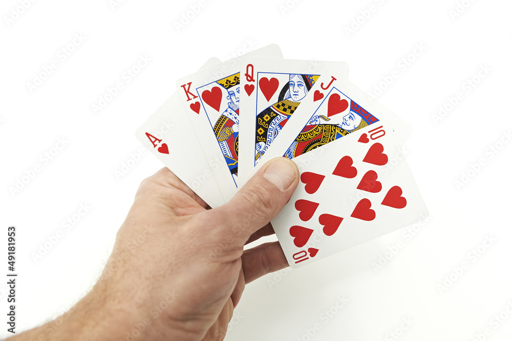 Fototapeta premium Poker player holding royal flush