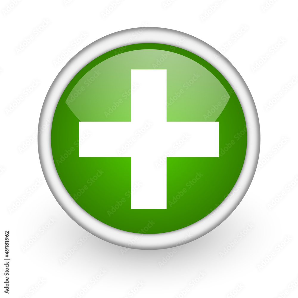 emergency green circle glossy web icon on white background emergency green circle glossy web icon on white background