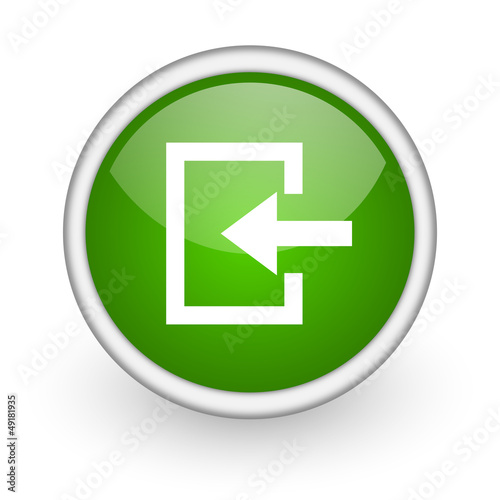 enter green circle glossy web icon on white background