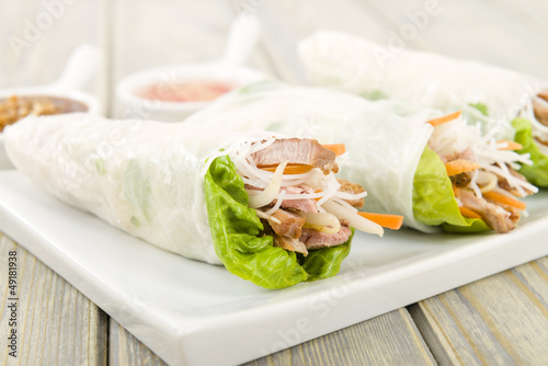 Goi Cuon - Vietnamese fresh spring rolls with pork.