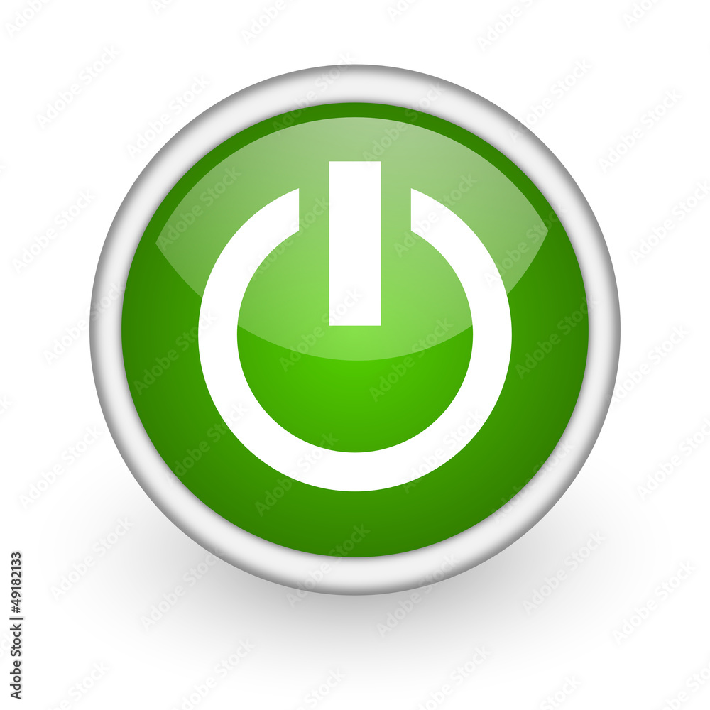 power green circle glossy web icon on white background power green circle glossy web icon on white background