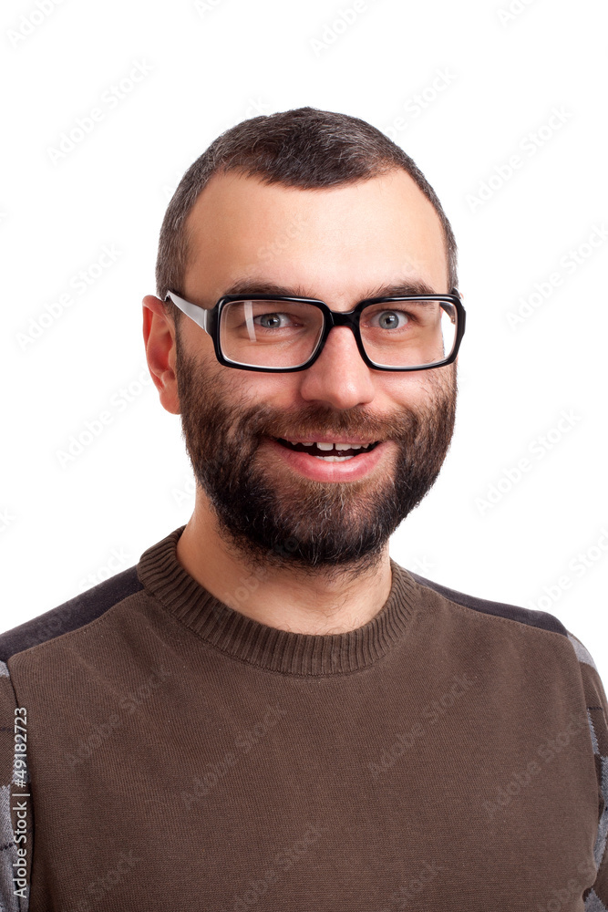Portrait of handsome young man with beard