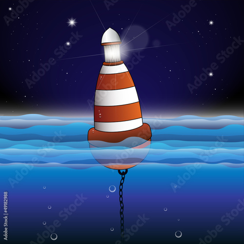 Buoy Illustration with Night scene