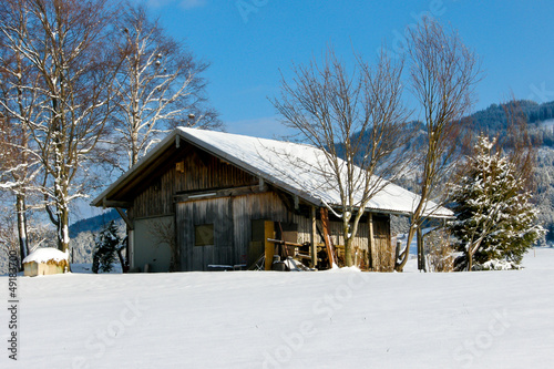 winterliche landschaft it blauem himmel und weissem schnee © juniart