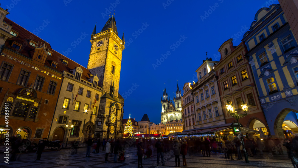 Prague, old market with astronomical clock