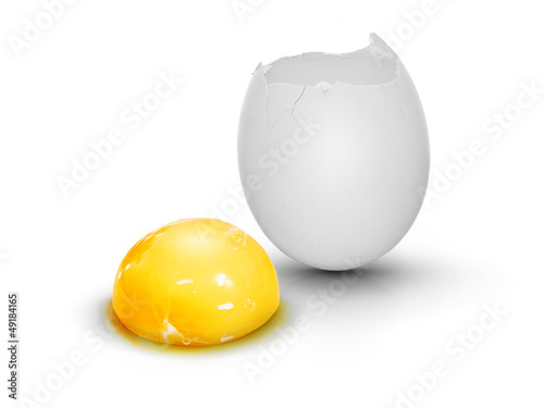 Cracked egg with egg yolk