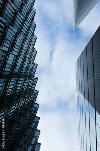 High modern buildings on the background of blue sky