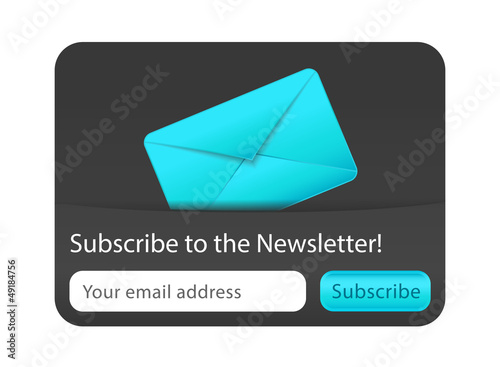 Subscribe to newsletter web form with blue letter