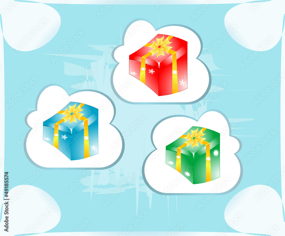 smile gift presents with ribbon on cloud holiday card smile gift presents with ribbon on cloud holiday card