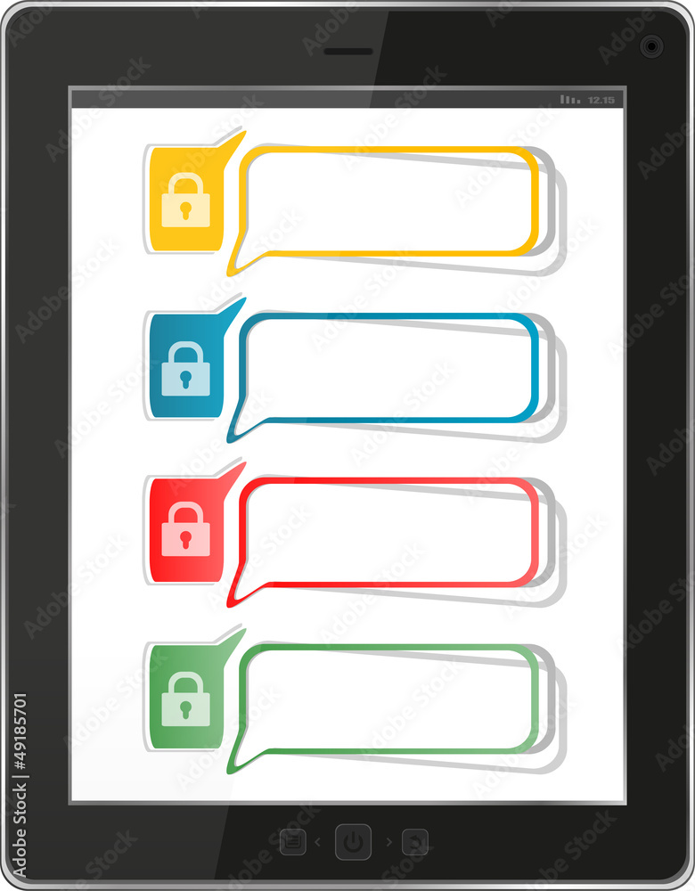 security protection concept: black glossy tablet pc ipad security protection concept: black glossy tablet pc ipad