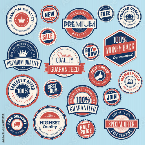 Set of vintage labels and stickers for sale