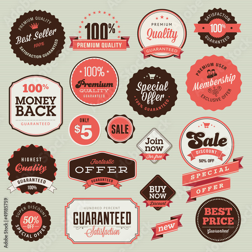 Set of vintage badges and labels