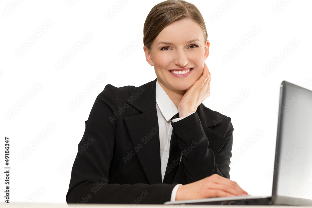 Business smiling worker with laptop Business smiling worker with laptop