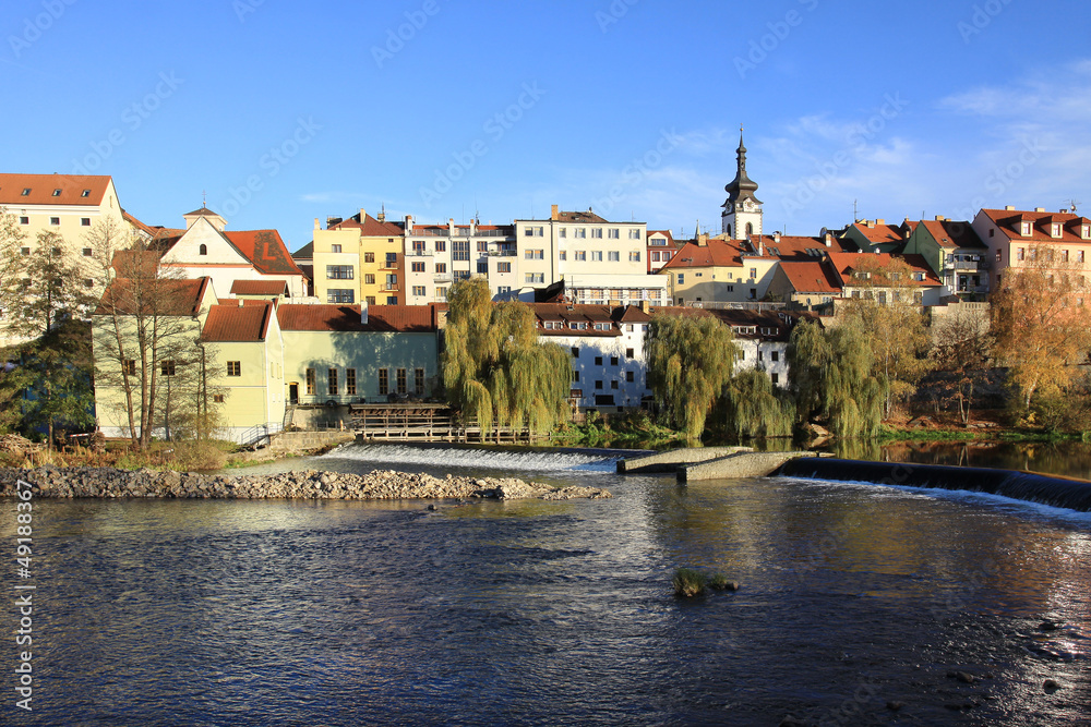 Fototapeta Colorful autumn medieval Town Pisek, Czech Republic