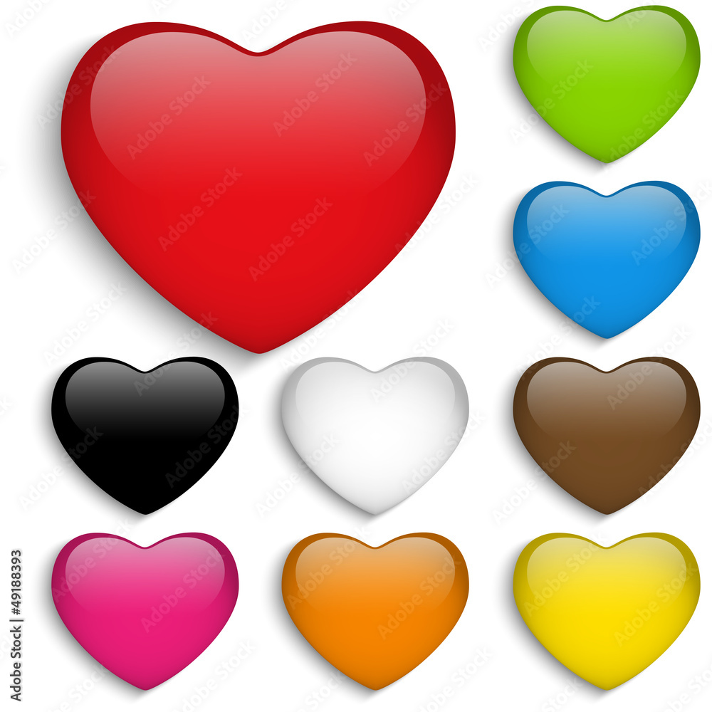 Set Glass Colorful Glossy Heart Set Glass Colorful Glossy Heart