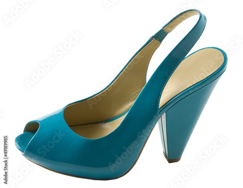 Obraz na plátne Turquoise patent leather peep toe