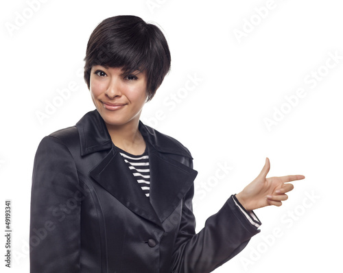 Young Mixed Race Woman Poin...