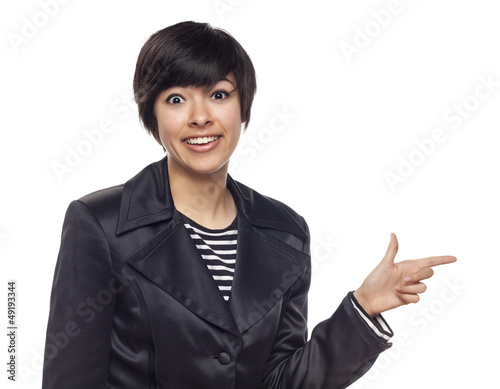 Young Mixed Race Woman Poin...