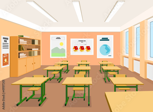 Vector illustration of an empty classroom