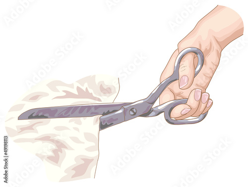 Hand with scissors.