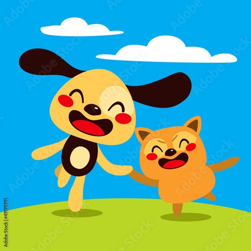 Happy Dog and Cat