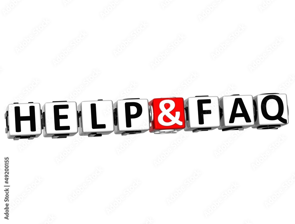3D Help and Faq Crossword on white background 3D Help and Faq Crossword on white background