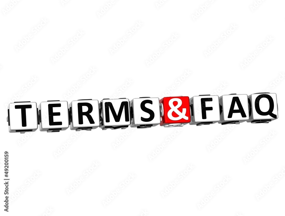 3D Terms and Faq Crossword on white background 3D Terms and Faq Crossword on white background