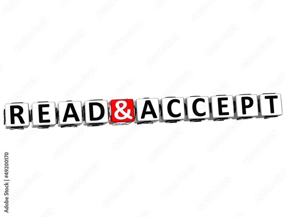 3D Read and Accept Crossword on white background 3D Read and Accept Crossword on white background