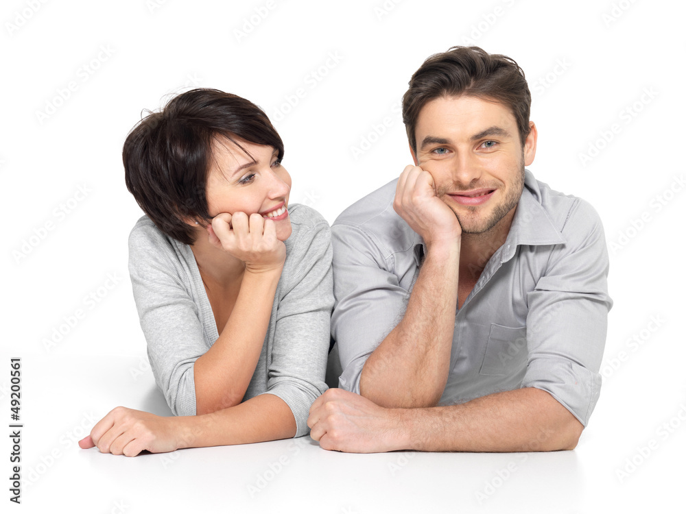 Portrait of happy couple isolated on white Portrait of happy couple isolated on white