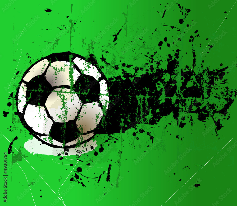 grungy football on the penalty spot, vector illustration
