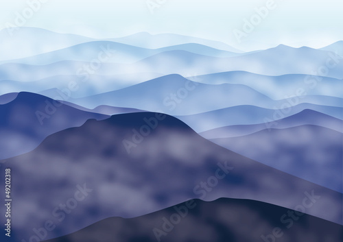 Mountains in fog