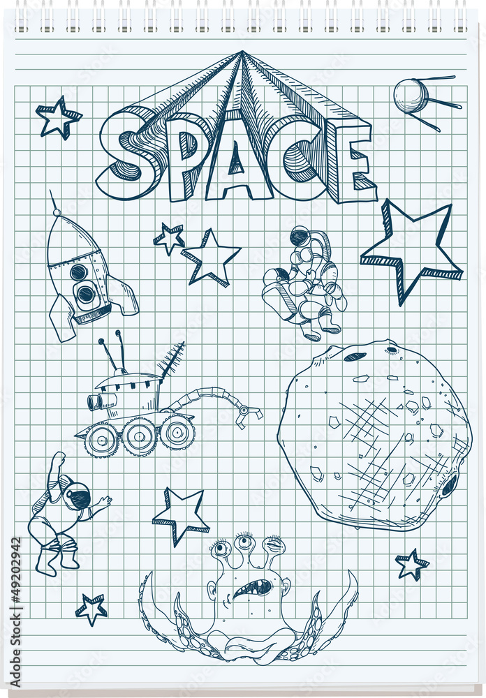 Obraz premium sketch illustration of space themed