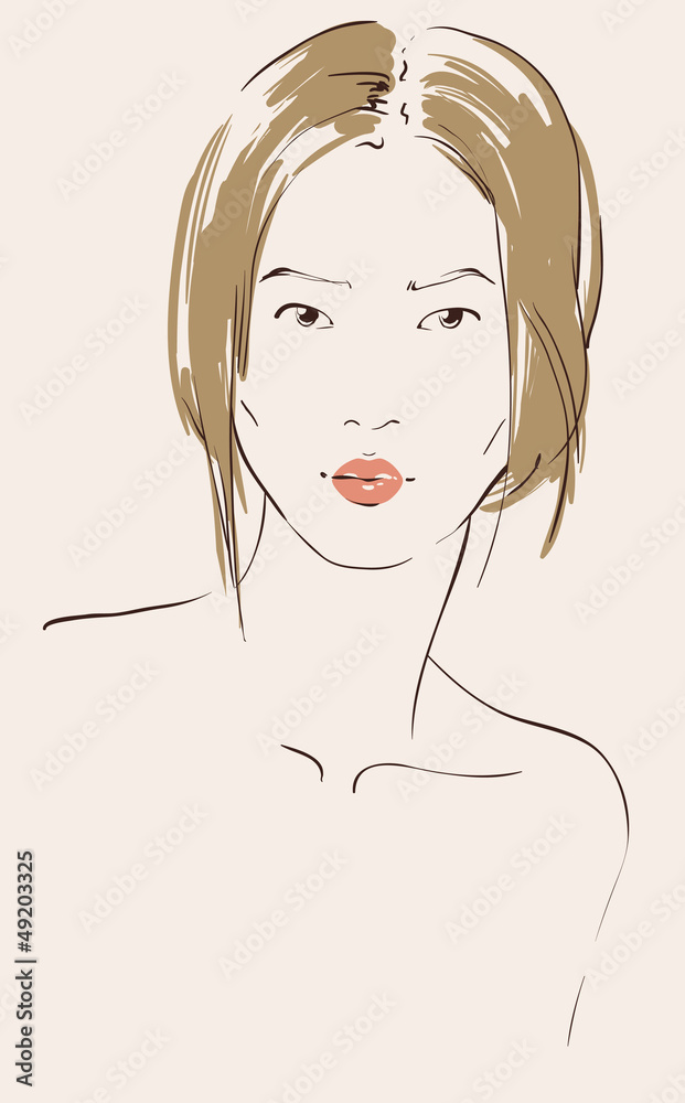 beautiful woman portrait hand drawn vector illustration beautiful woman portrait hand drawn vector illustration