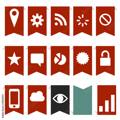 red navigation flags and icons