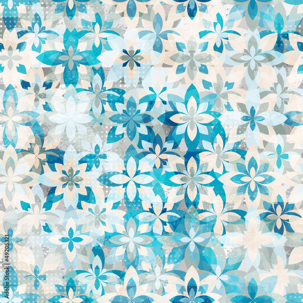 blue snow flowers seamless pattern